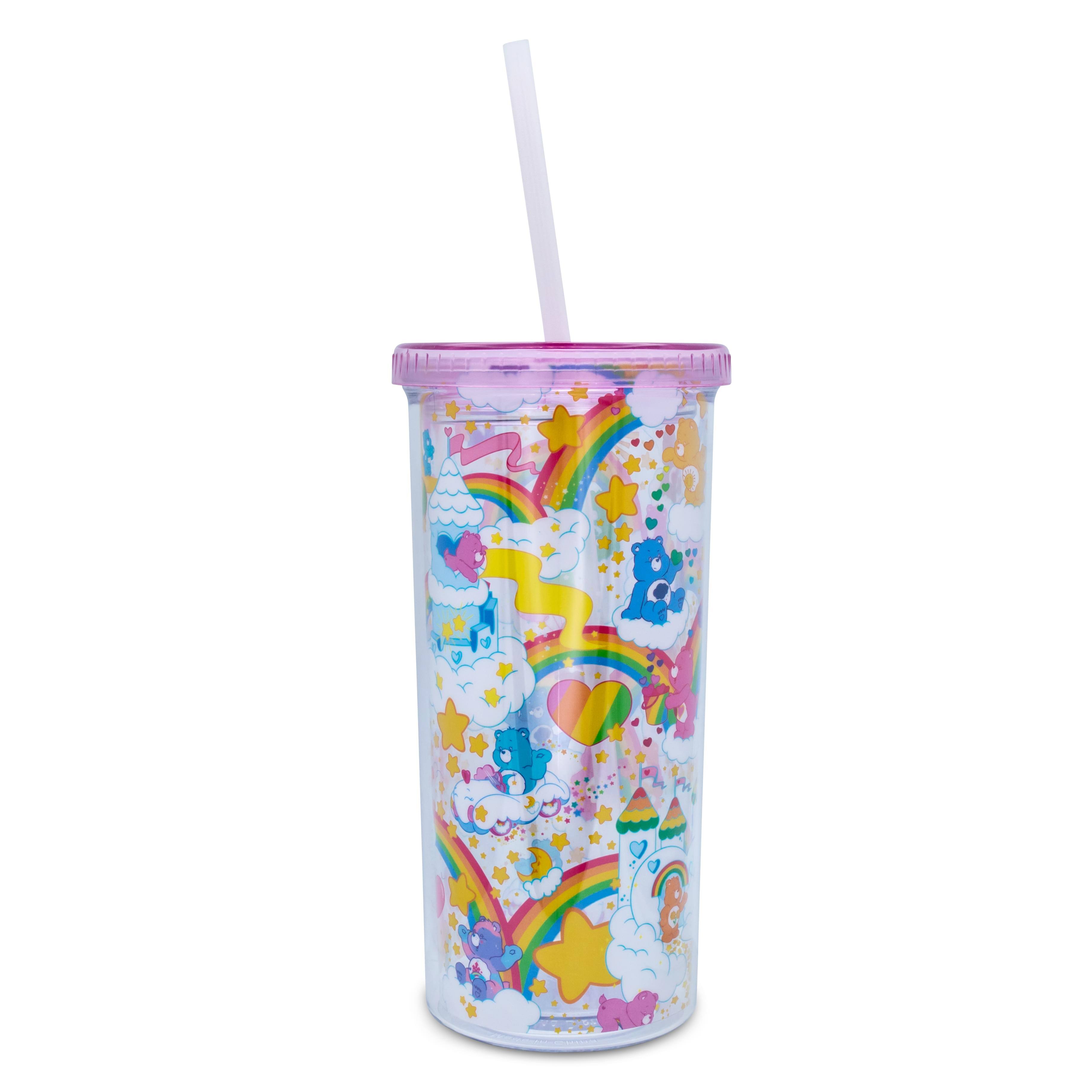 Alt View 1. Silver Buffalo - Care Bears Rainbow Stars Carnival Cup With Lid and Straw | Holds 20 Ounces - Yellow.