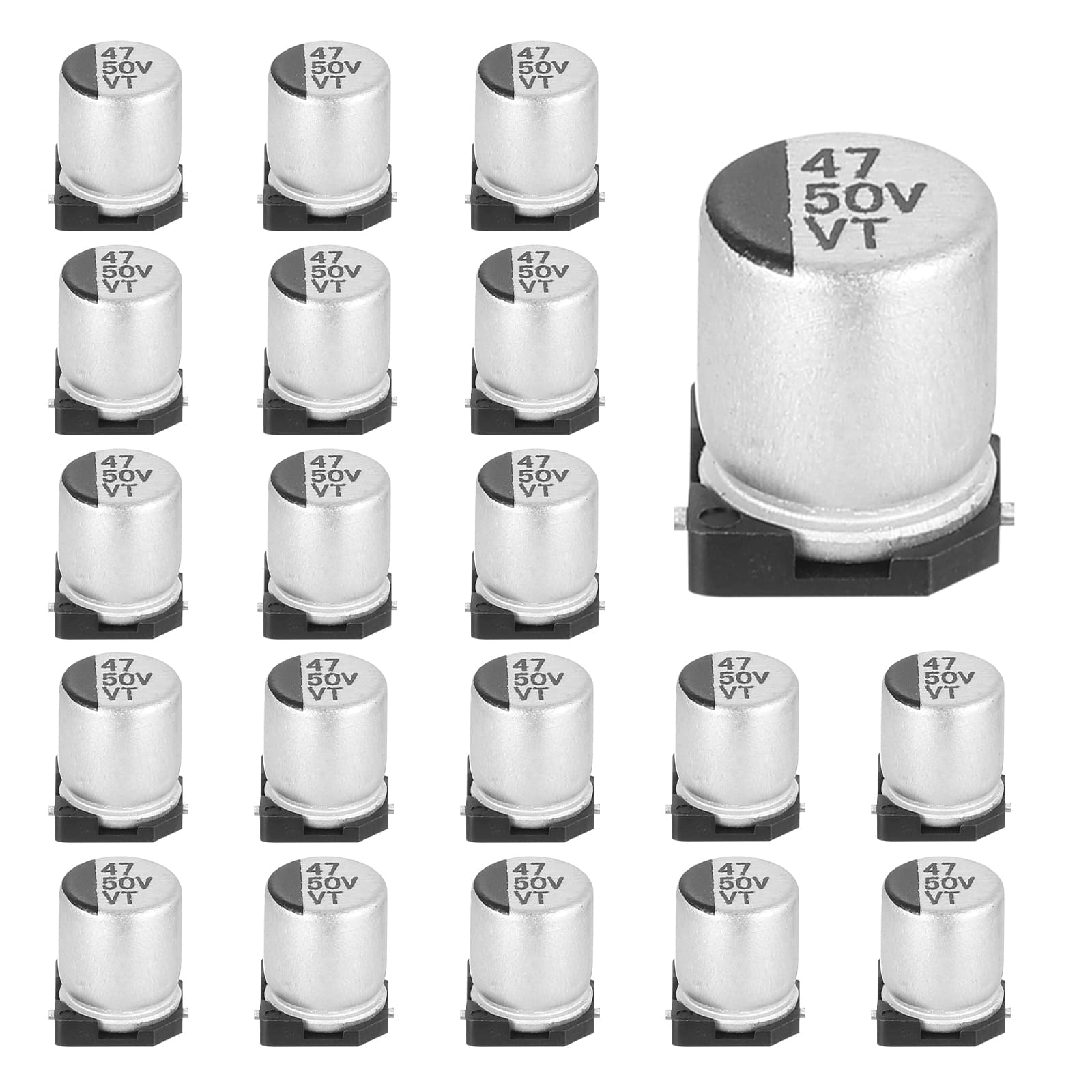 Unique Bargains - 47uF 50V SMD Aluminum Electrolytic Capacitor, Low Impedance, 6.3x7.7mm, 20pcs, for TV/Computer/DIY - Silver price history on PriceWatchPro