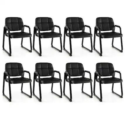 Front. Costway - Costway Waiting Room Chair Set of 8 Upholstered Guest Conference Chair with Armrest - Black.