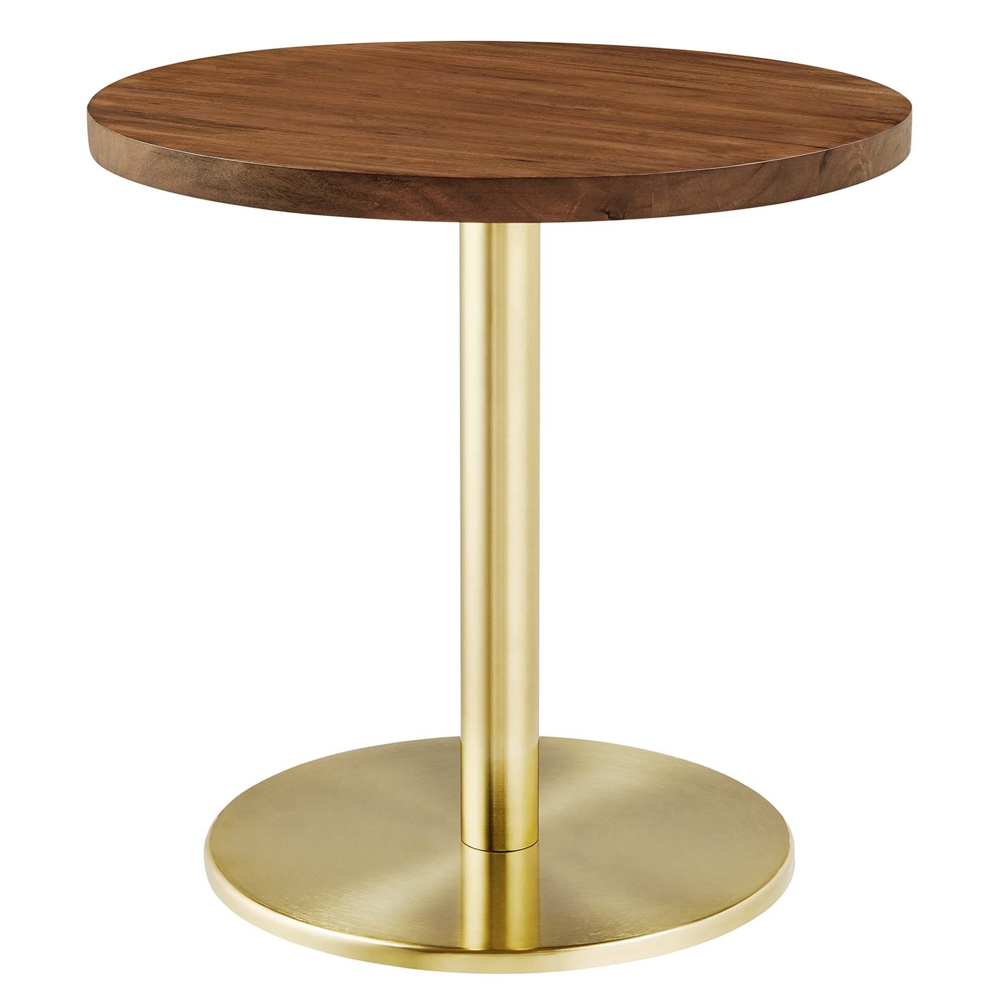 Angle. Modway - Viva Round Acacia Wood Side Table by Modway - Brass Light Oak.