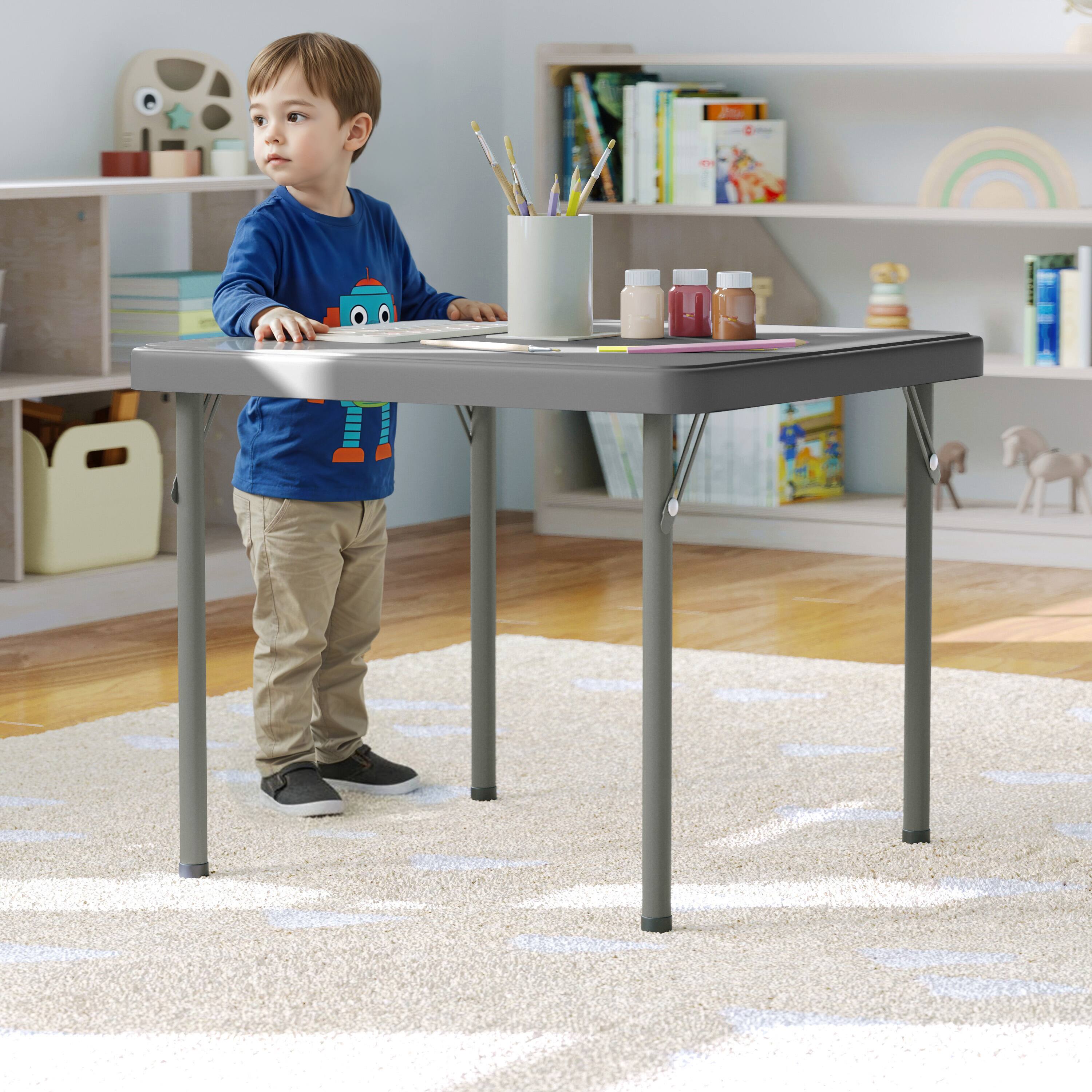 Alt View 3. Flash Furniture - Paige 24x24 Kid's Granite Gray Plastic Folding Table with Locking Legs - Gray.