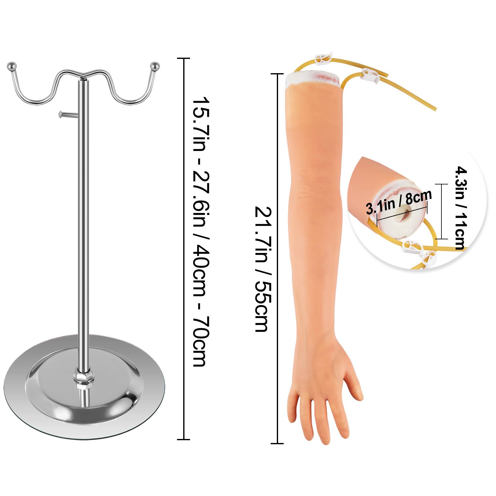 15.7in - 27.6in / 40cm - 70cm  
21.7in / 55cm  
3.1in / 8cm  
4.3in / 11cm