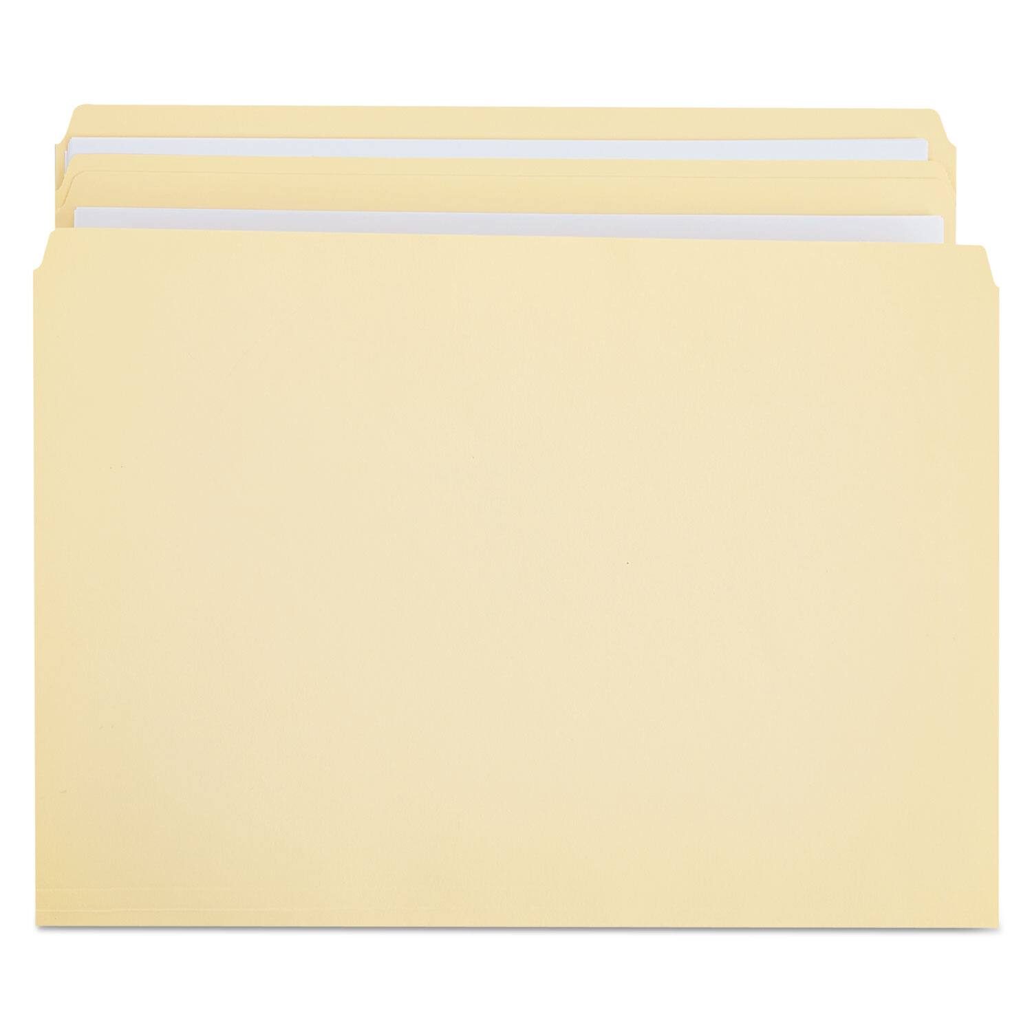 Back. Universal - Double-Ply Top Tab Manila File Folders, Straight Tabs, Legal Size, 0.75" Expansion, Manila, 100/Box.