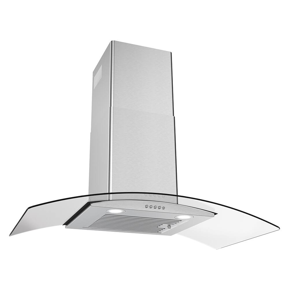 Alt View 1. Streamline - 36 in. Largo Ductless Wall Mount 220 CFM Range Hood, Baffle Filters, Push Button Control, LED Lights - Brushed Stainless Steel.
