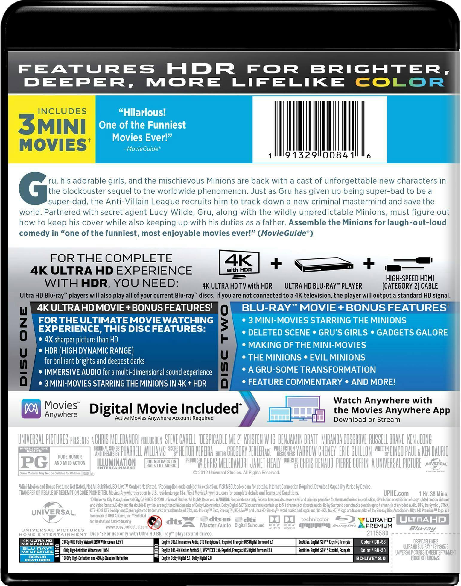 Back. Despicable Me 2   - 4K Blu-Ray.