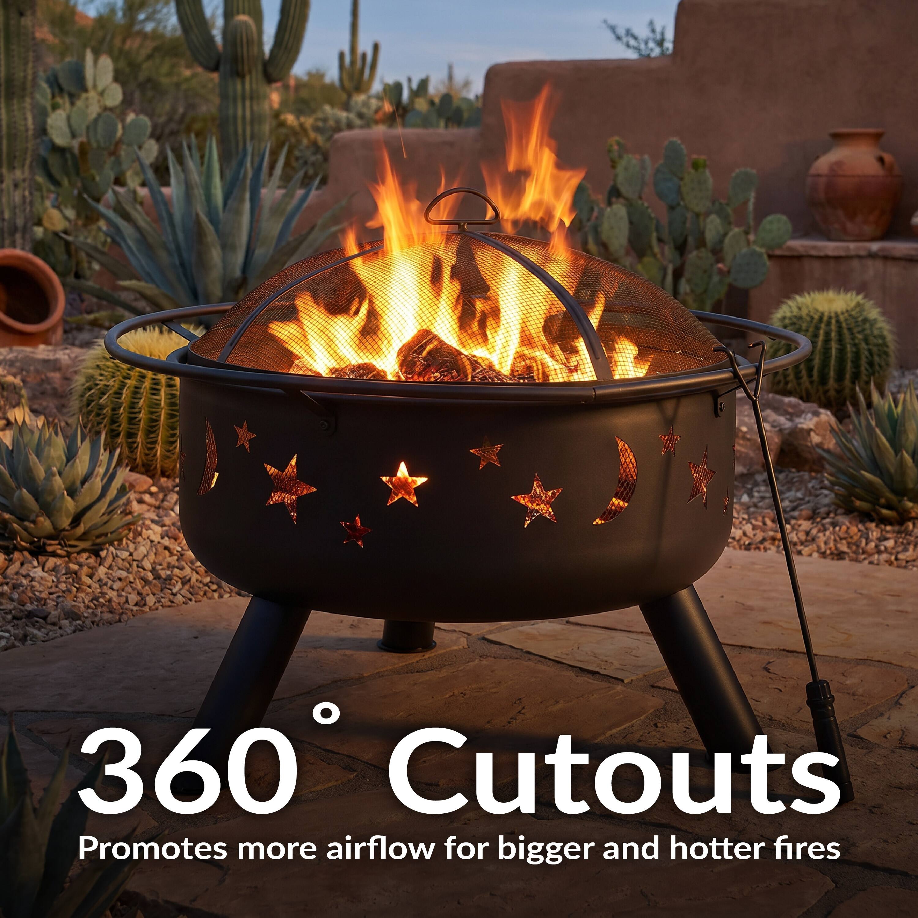 360° Cutouts  
Promotes more airflow for bigger and hotter fires