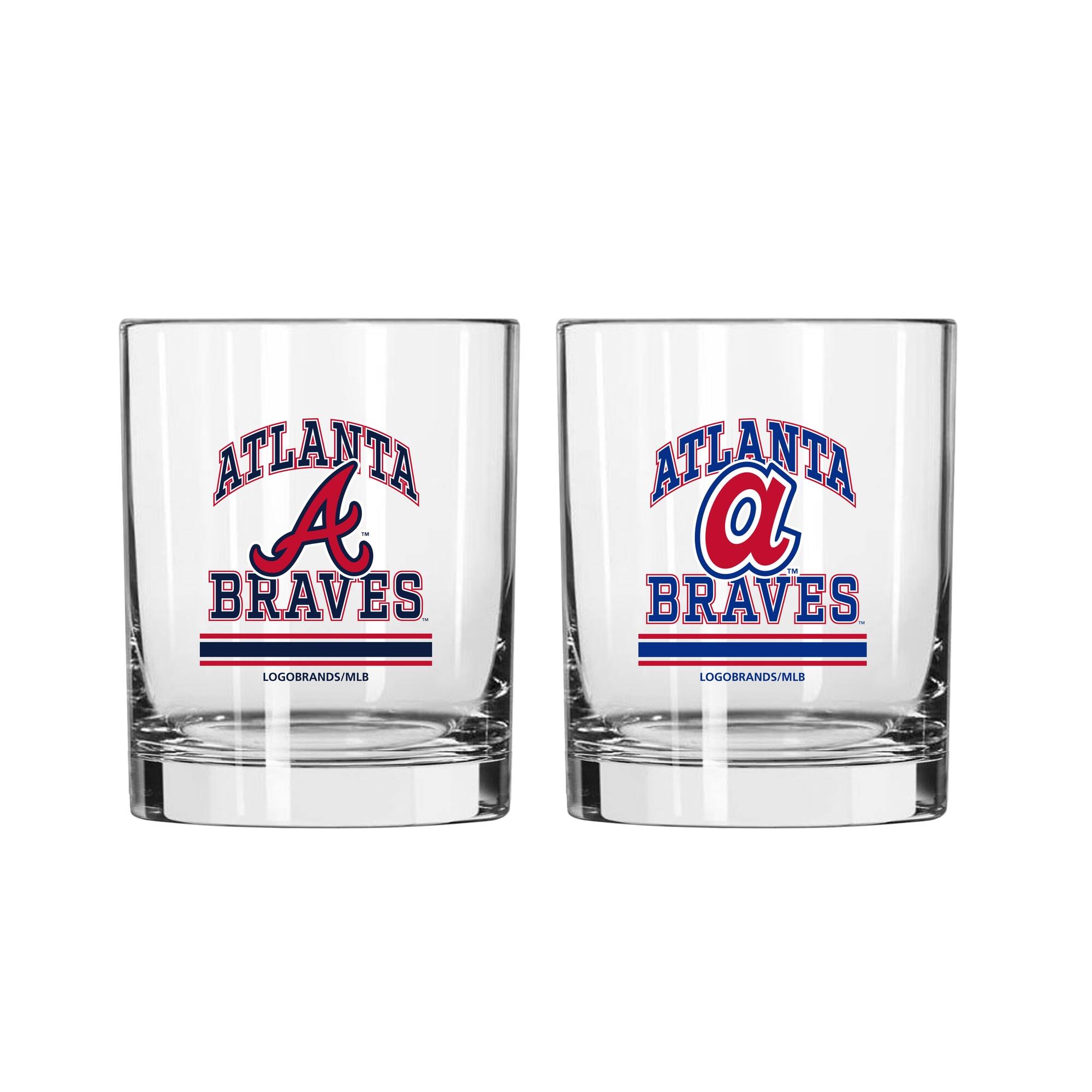 Logo Brands - Atlanta Braves 12oz. Current & Throwback Logos Two-Pack Glass Set - Multicolor