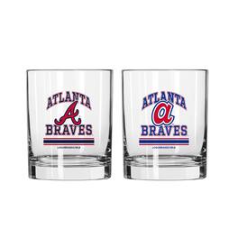 Logo Brands - Atlanta Braves 12oz. Current & Throwback Logos Two-Pack Glass Set - Multicolor