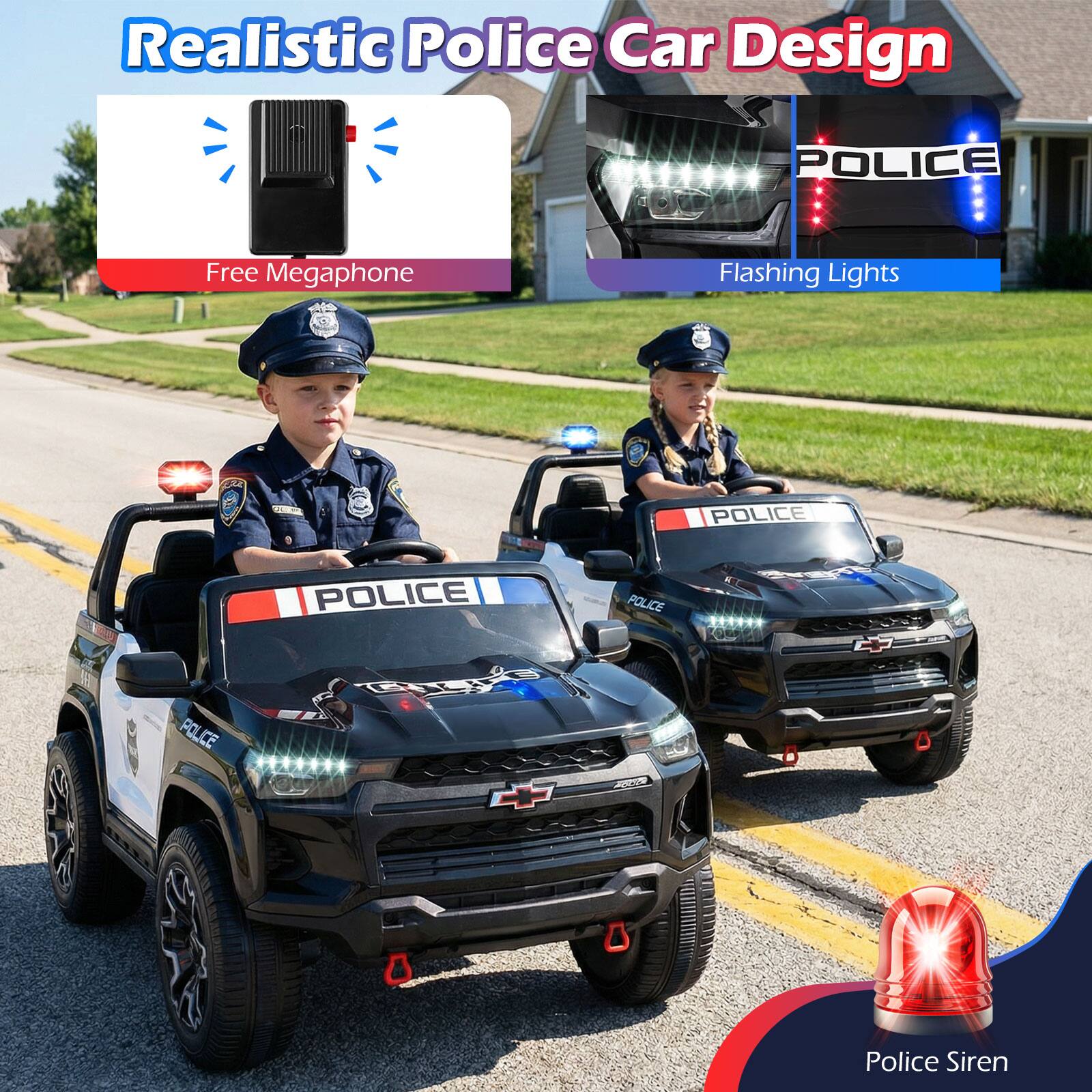 Realistic Police Car Design

- Free Megaphone
- Flashing Lights
- Police Siren