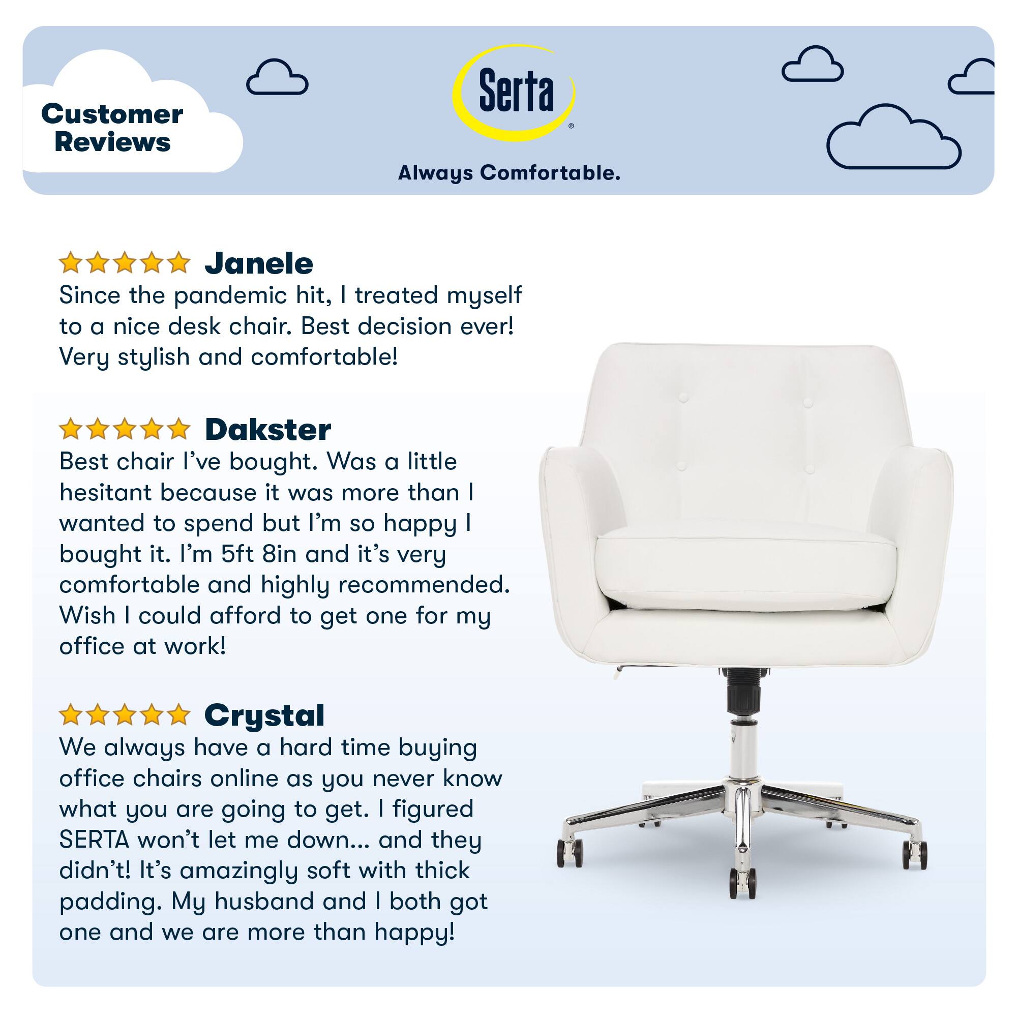 Alt View 18. Serta - Ashland Bonded Leather & Memory Foam Home Office Chair - White.
