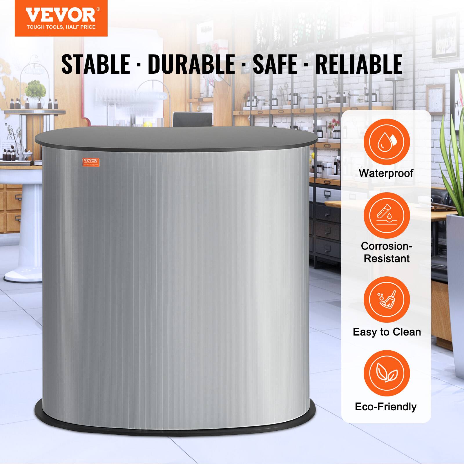 VEVOR  
TOUGH TOOLS, HALF PRICE  

STABLE - DURABLE - SAFE - RELIABLE  

Waterproof  
Corrosion-Resistant  
Easy to Clean  
Eco-Friendly