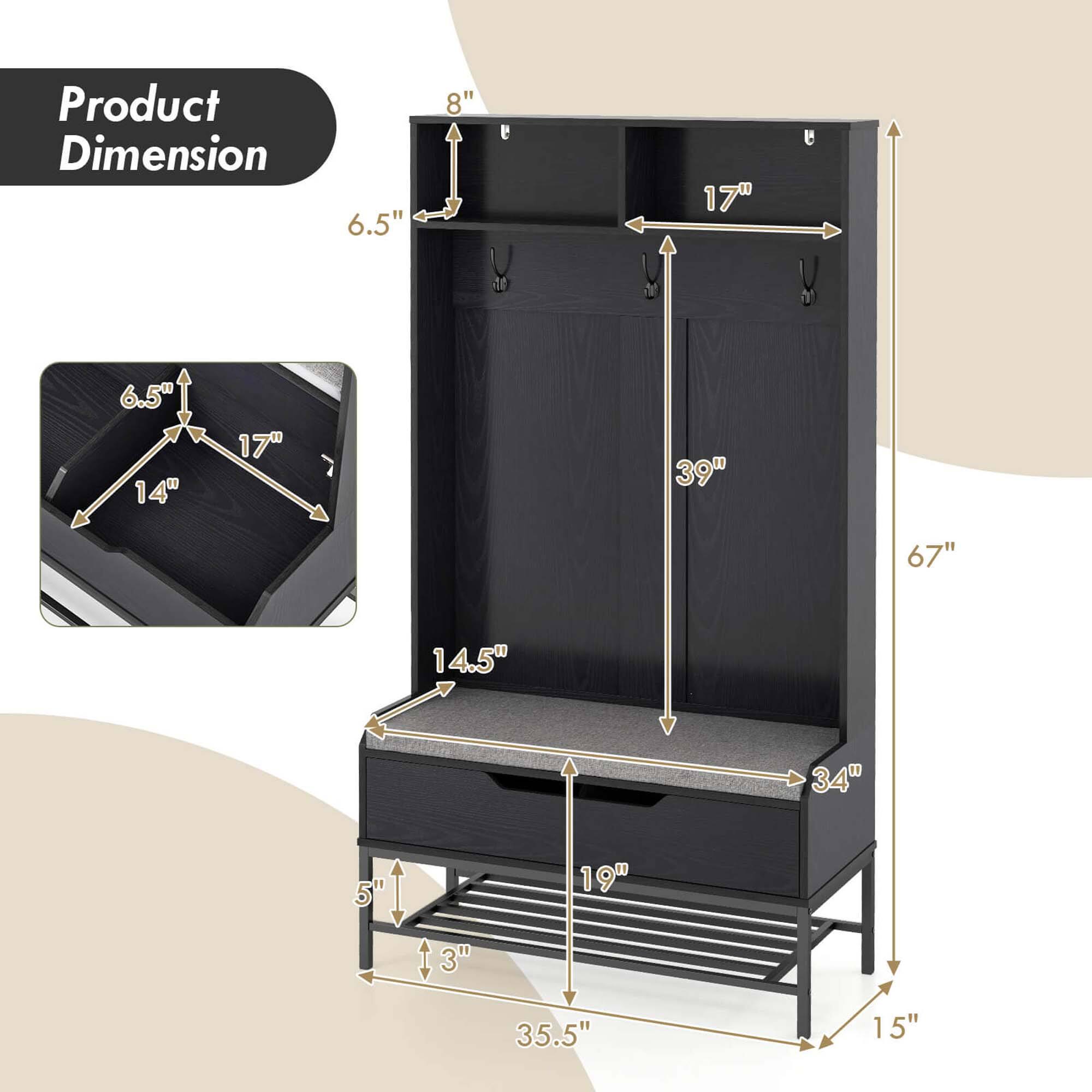 Product Dimension

- 6.5" x 14" x 17"
- 8" x 17" x 39"
- 14.5" x 19" x 35.5"
- 34" x 67" x 35.5"