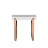 Front. Manhattan Lane - 20 Inch Rectangular End Side Table, Mango Wood, Sled Base, Glossy White - White and Brown.