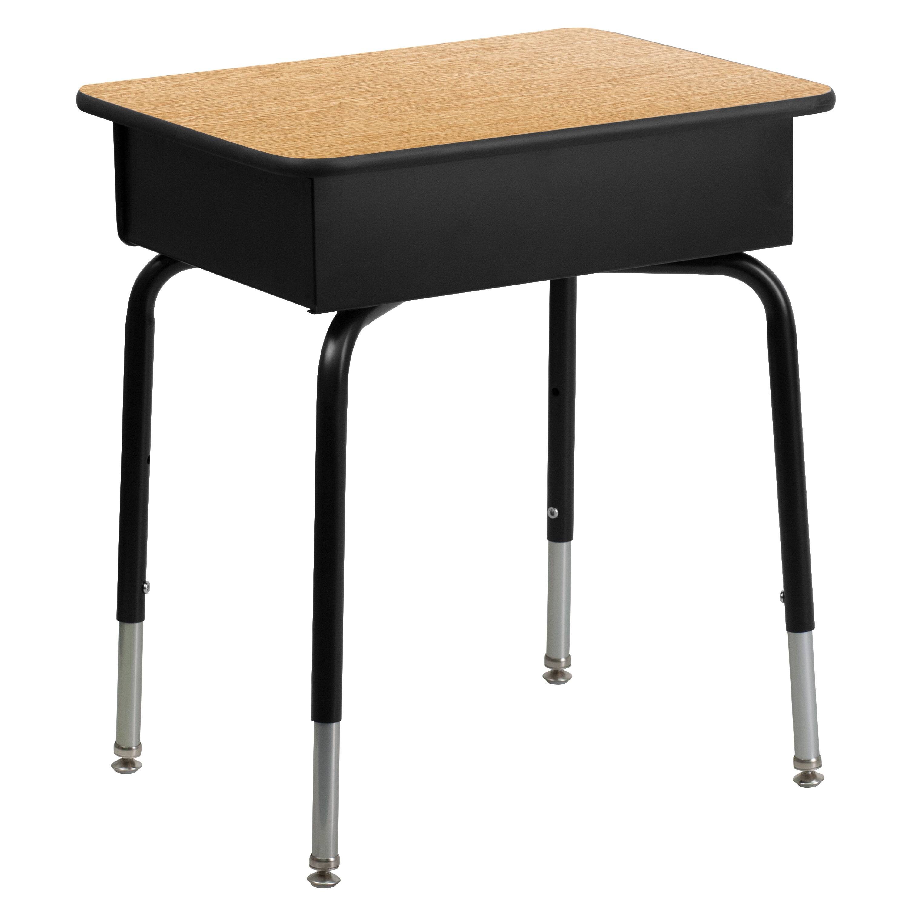 Alt View 9. Emma + Oliver - Student Desk with Open Front Metal Book Box - School Desk - Natural Top/Black Frame.
