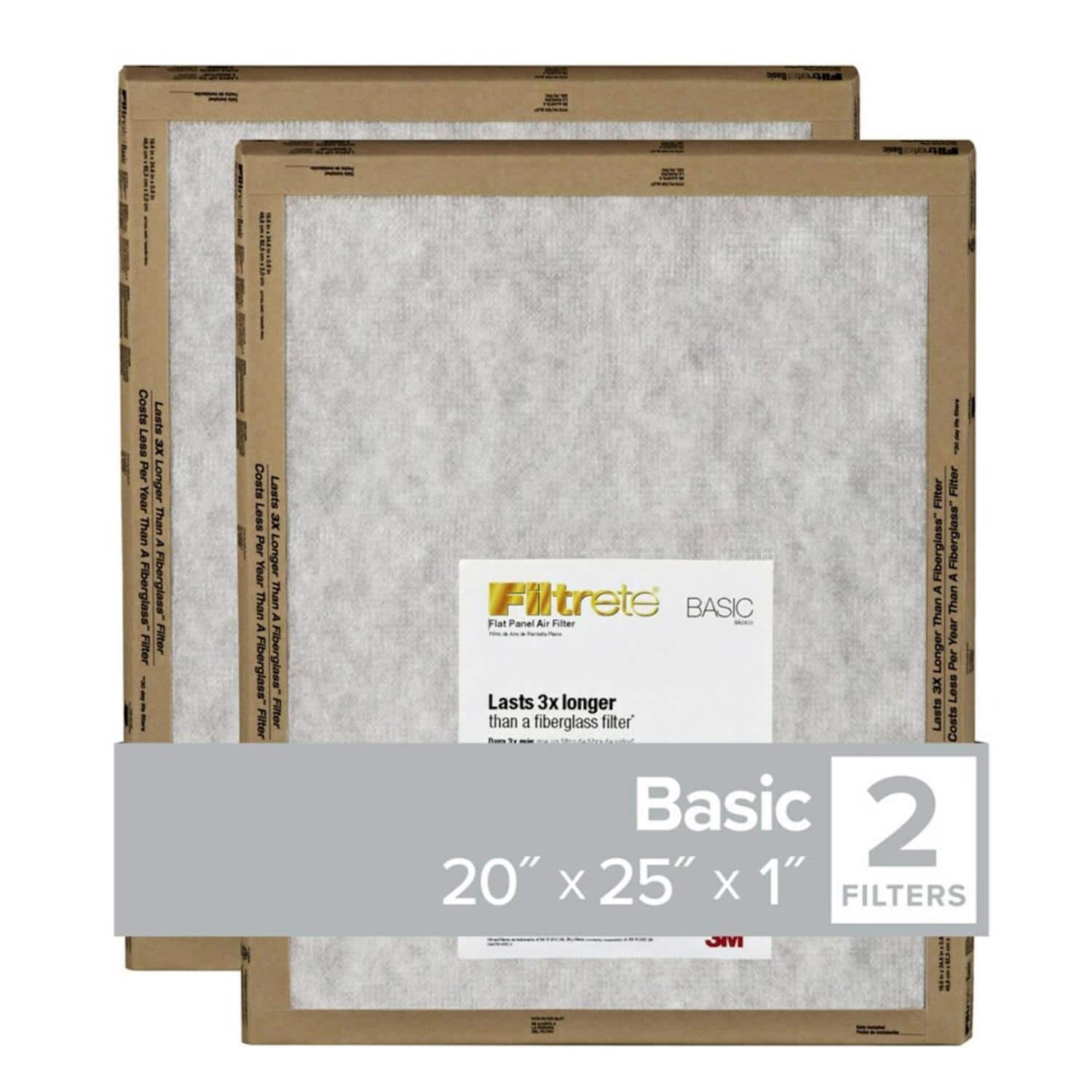 Filtrete - 20 in. W X 25 in. H X 1 in. D Synthetic 2 MERV Flat Panel Filter 2 pk (Case of 24) price history on PriceWatchPro