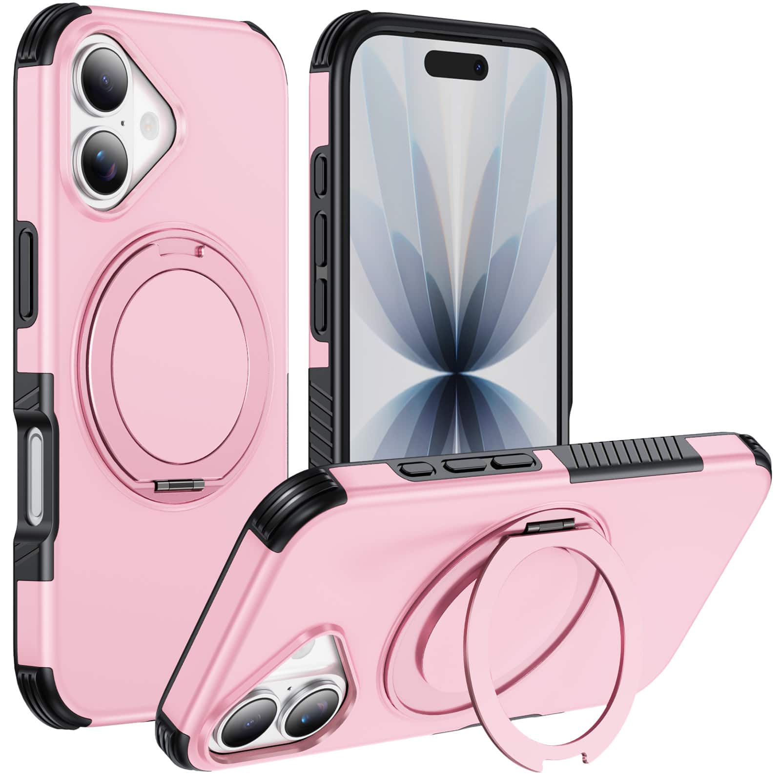 UUCOVER - Magnetic Case for iPhone 17,Shockproof TPU+PC Case Rind Holder Stand Case Compatible with MagSafe Cover - Pink price history on PriceWatchPro