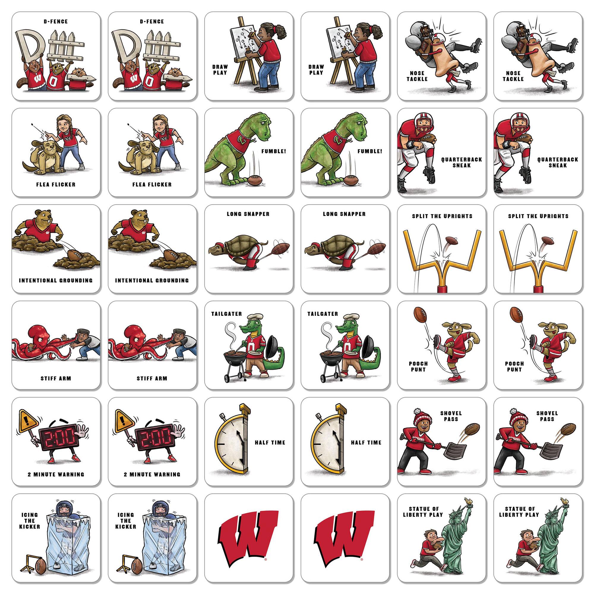 - D-FENCE
- DRAW PLAY
- NOSE TACKLE
- FUMBLE!
- FLEA FLICKER
- LONG SNAPPER
- INTENTIONAL GROUNDING
- STIFF ARM
- 2 MINUTE WARNING
- HALF TIME
- ICING THE KICKER
- STATUE OF LIBERTY PLAY
- TAILGATER
- POACH PUNT
- SHOVEL PASS
- PUNT
- QUARTERBACK SNEAK