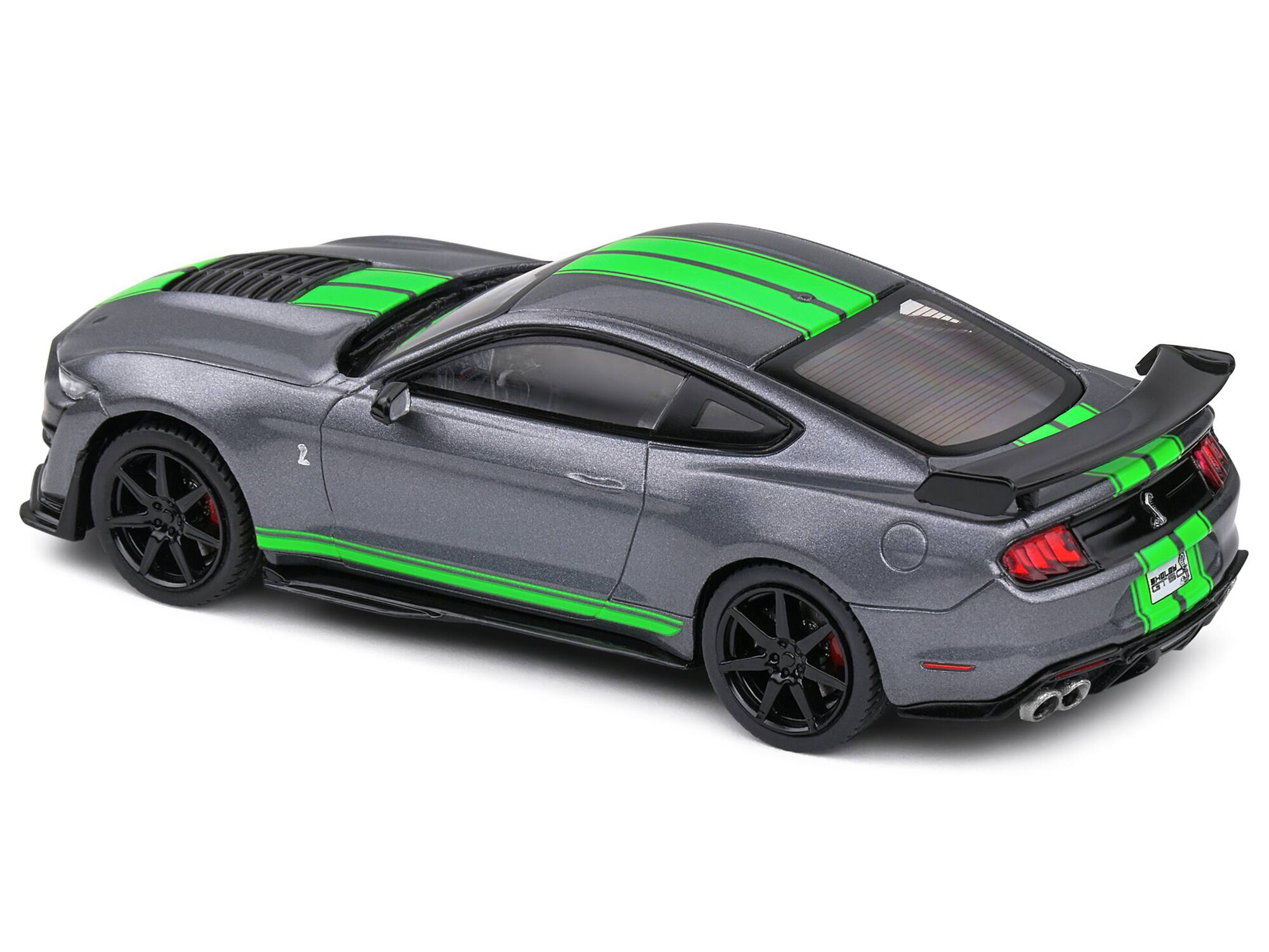 Back. Solido - Shelby Mustang GT500 Fast Track Gray Metallic with Neon Green Stripes 1/43 Diecast Model Car by Solido - Gray Metallic With Neon Green.