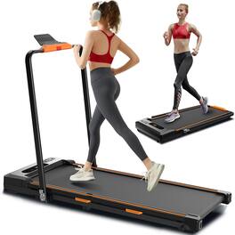 KERDOM - Under Desk Treadmill with Handle, Home Office 2.5HP Walking Pad Jogging Treadmill, Phone Holder, Low Noise, Safety Key - Black