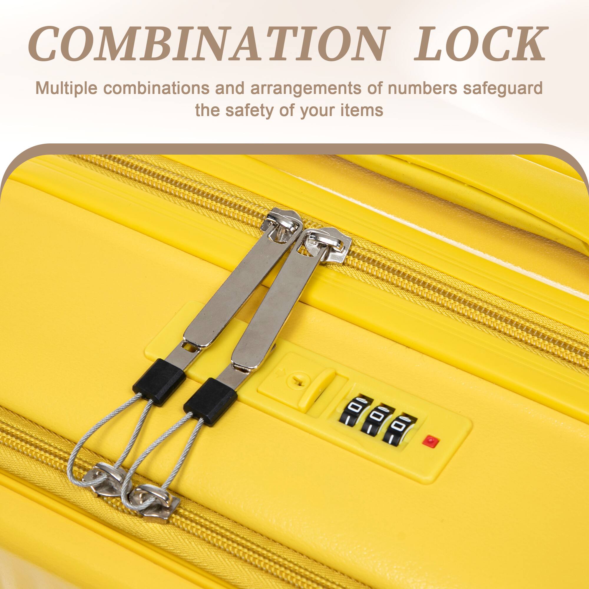 COMBINATION LOCK  
Multiple combinations and arrangements of numbers safeguard the safety of your items