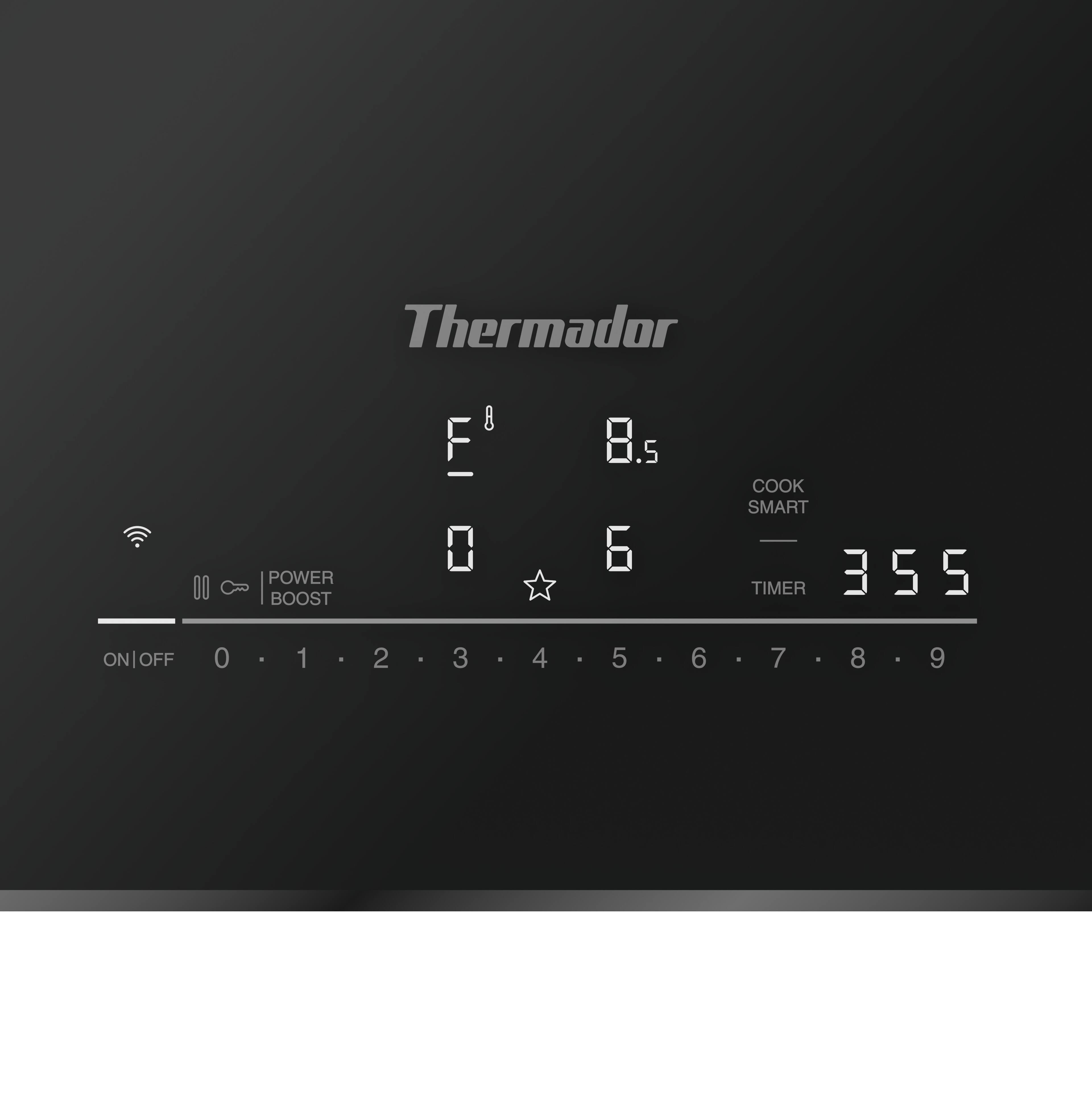 Thermador Power Boost F 8 B.s 2.6 Cook Smart - Timer 355 On/Off 0 1 2 3 4 5 6 7 8 9