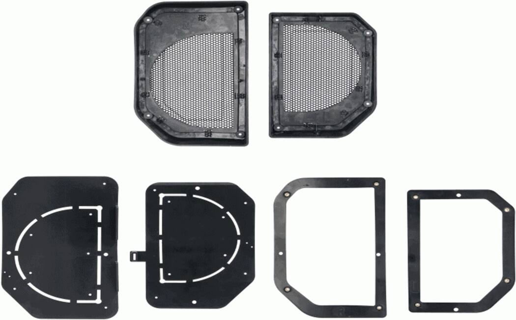 Back. Metra - Lower Dash Speaker Grille Cut-ins for Select 2024-Up Jeep Wrangler and Gladiator Vehicles - Silver.