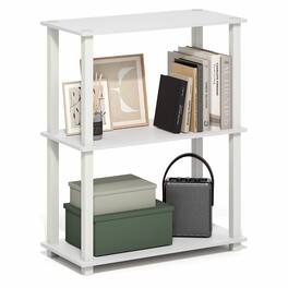 Furinno - TURN-S-TUBE Storage Shelves, 3-Tier Book Shelf, Corner Shelf, Toolless Open Frame Standing Shelves - White