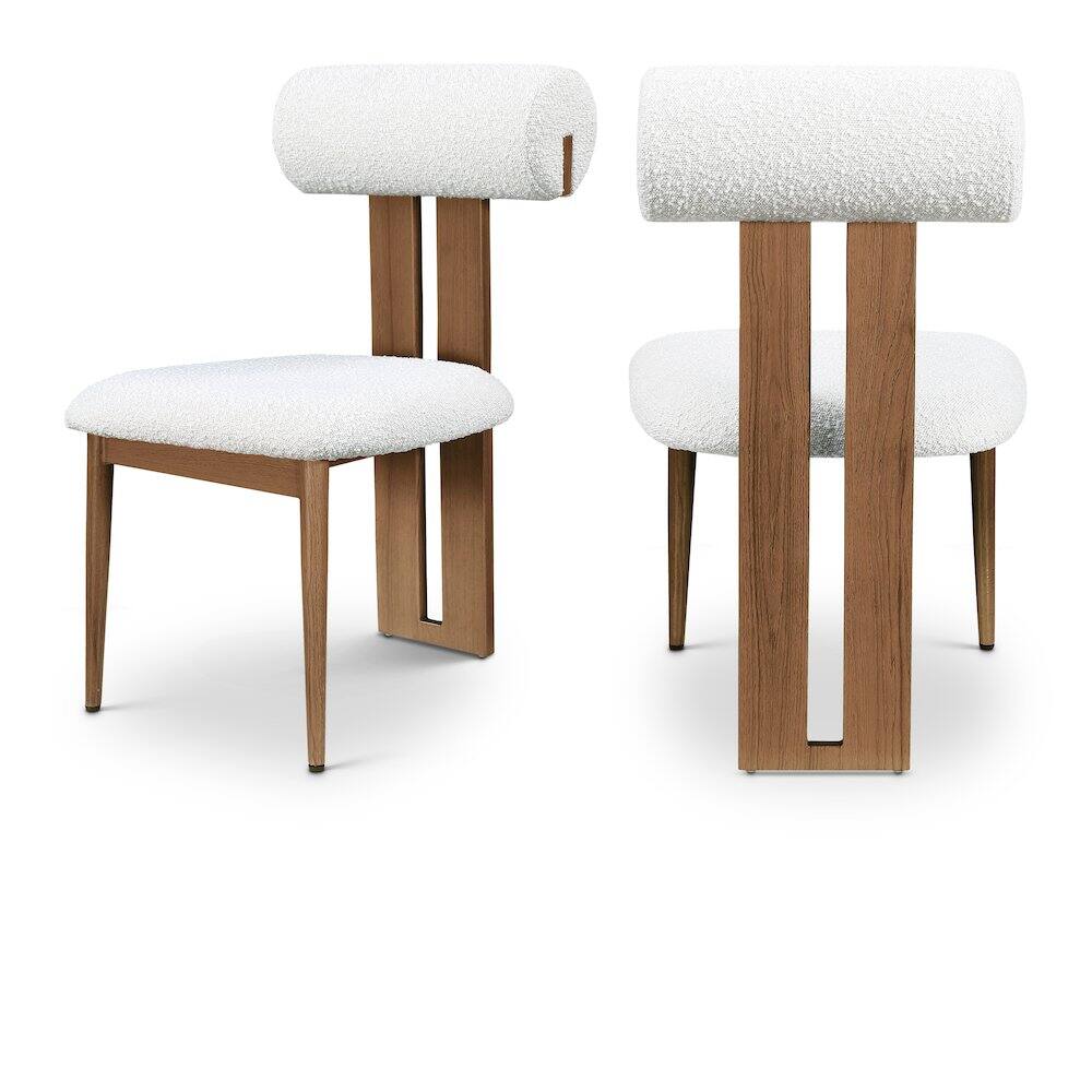 Front. Meridian Furniture - Dario Cream Boucle Fabric Dining Chair, Set of 2 - Beige.