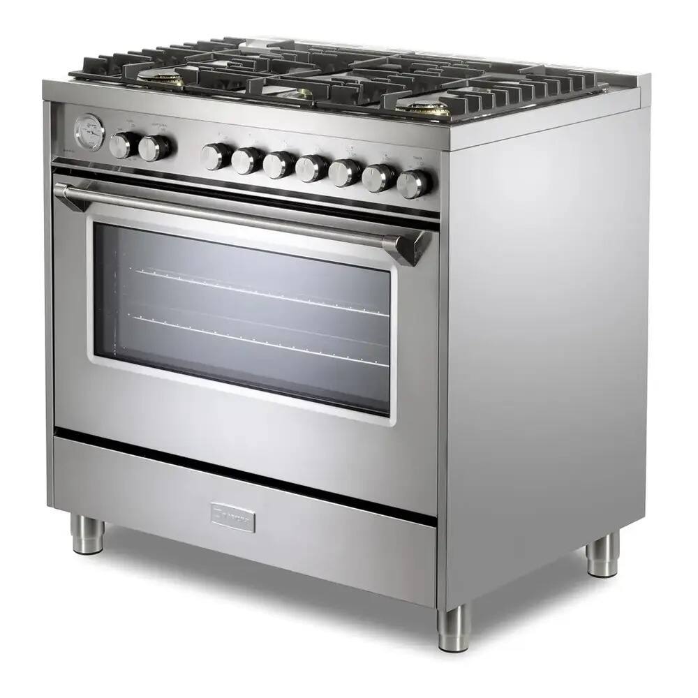 Alt View 2. Verona - Verona Ultima 36" Gas Range with 5 Sealed Burners in Stainless Steel - Stainless Steel.