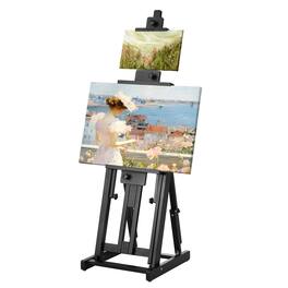 VEVOR - Studio H-Frame Easel, Holds Canvas Art up to 77", Beechwood Artists Easel for Painting with Bottom Tray - Dark Coffee Brown