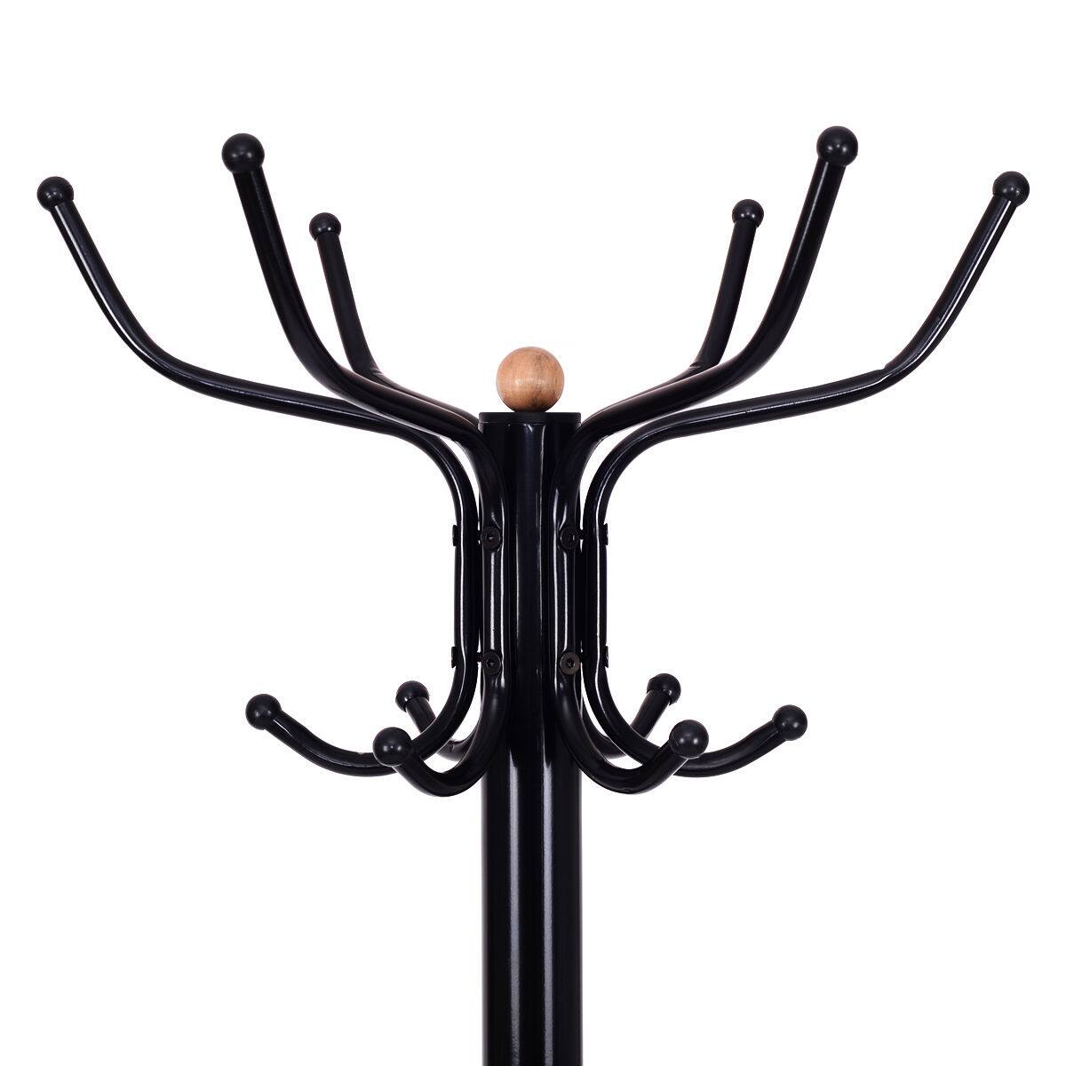 Alt View 3. Costway - Costway Metal Coat Hat Rack Organizer Clothes Hanger Hooks Tree Stand Umbrella Holder - Black.