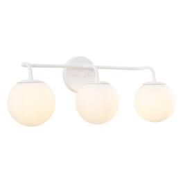 Jonathan Y - Louis Parisian Globe 25" 3-Light Metal/Frosted Glass Modern Contemporary LED Vanity Light - White