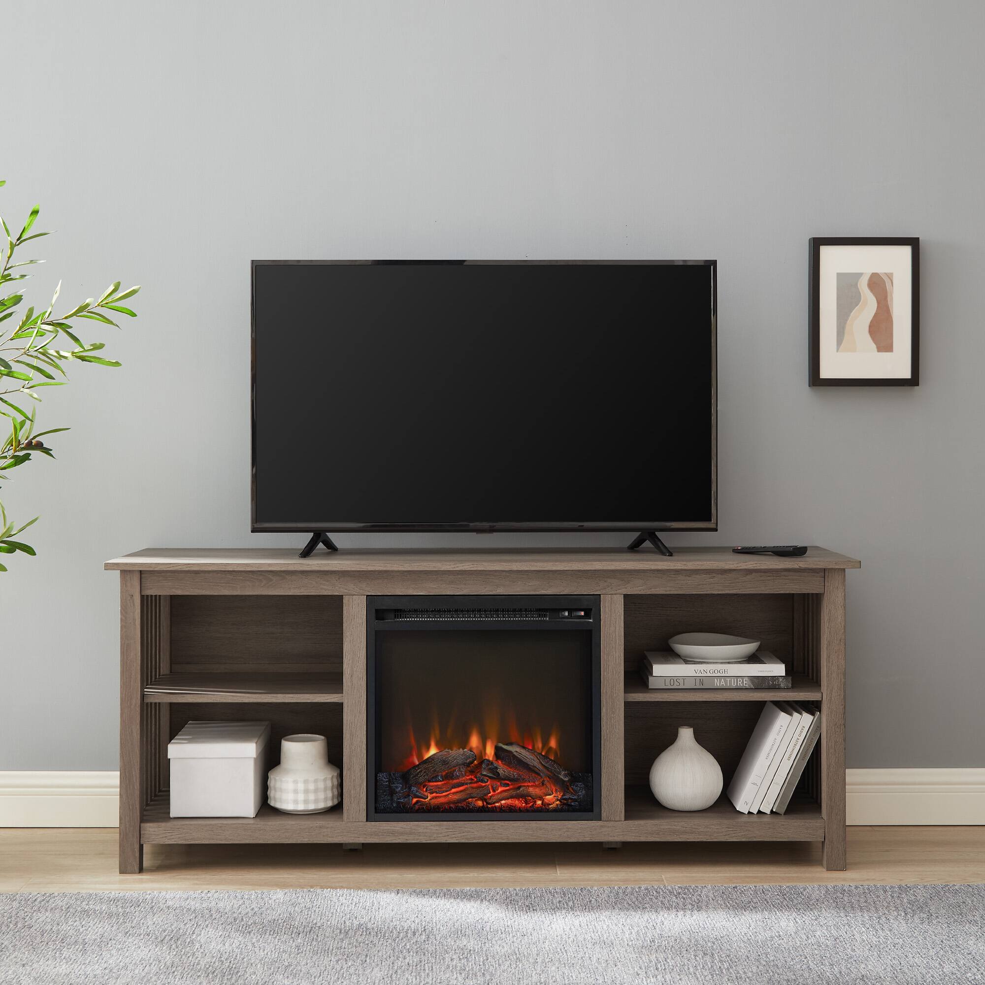 Alt View Zoom 11. Walker Edison - Mission-Style Fireplace TV Stand for Most TVs up to 65” - Driftwood.
