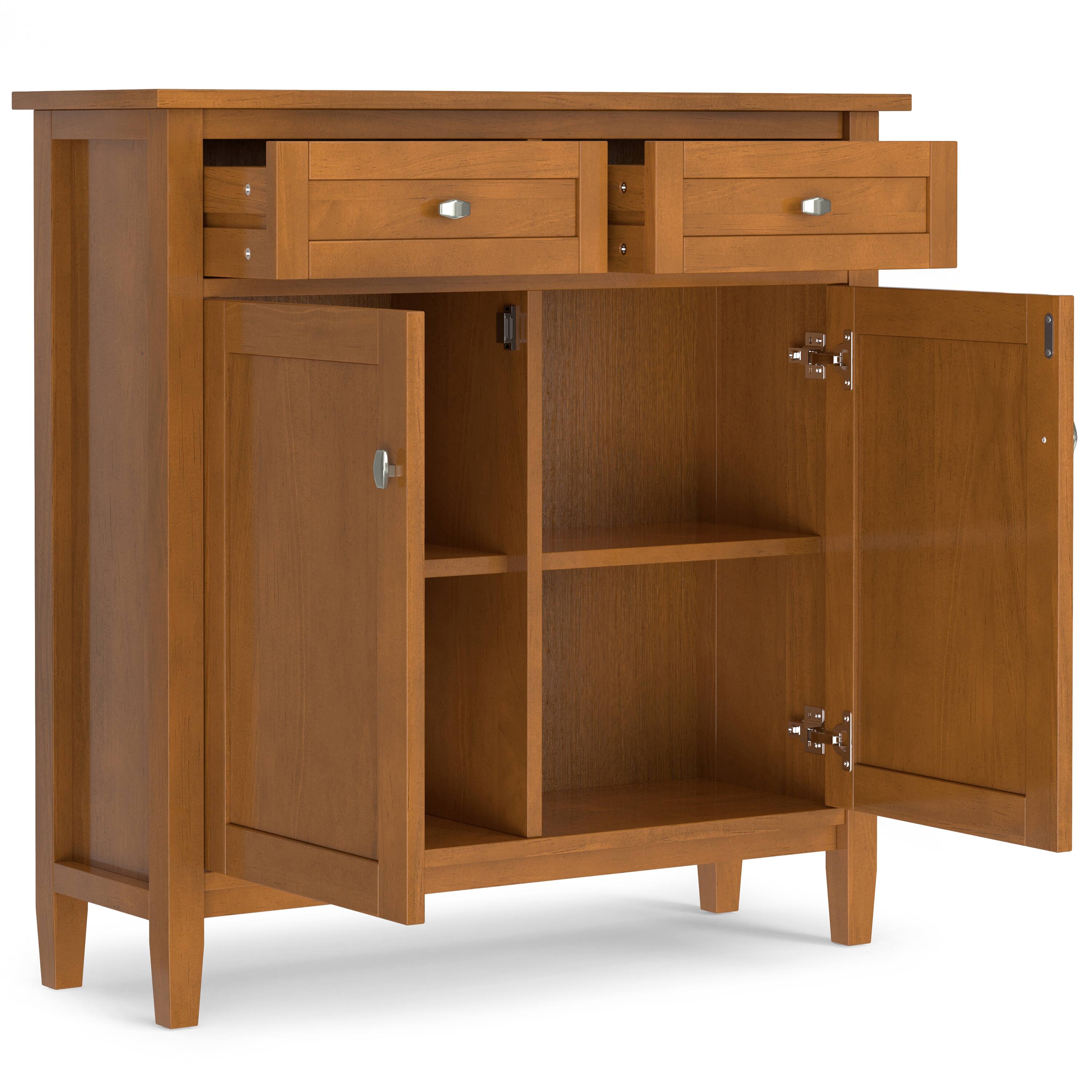 Back. Simpli Home - Warm Shaker SOLID WOOD 36 inch Wide Transitional Entryway Storage Cabinet in Light Golden Brown - Light Golden Brown.