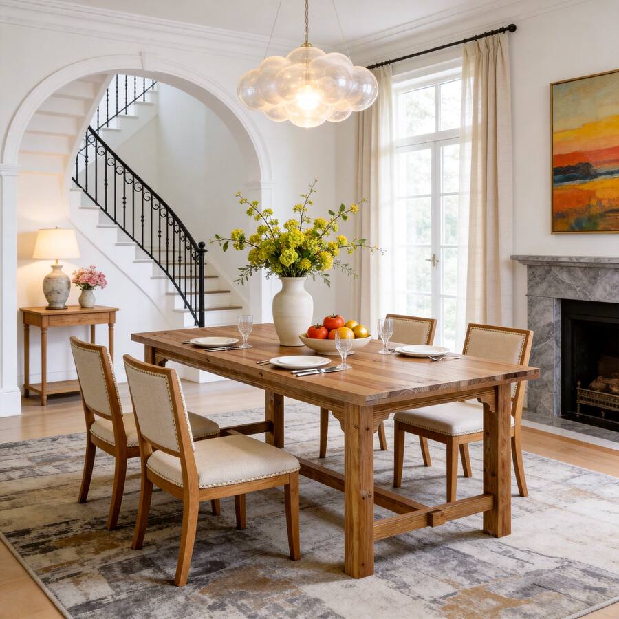 Oak Top Table Rectangle Tribesigns Solid Wood Dining Table with Rectangular Top for Everyday ...