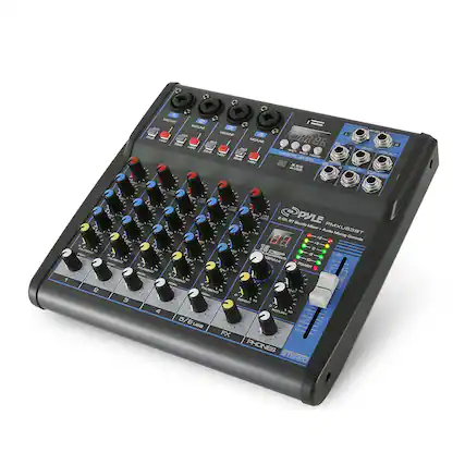 MCLNE MCNE AAV PAC MOSH n 1a0 LARV cOn FH DLRE C JoeR - MODE AIL - M 0 ANA - AnET PR PA 6-0 PYLE aT Studio Mixon . PMXUSSBT Audon + Miaing Correole + PROBENC 18 a m C - RND MAP rseo POWER RE/ND PAR 2 AEHO WAL CAPPtE RETURN 40 uinA D FX PS0 PHONES TEREO
PYLE PMXUSB3AT
G-6BT Studio Mixer
Audio Mixer