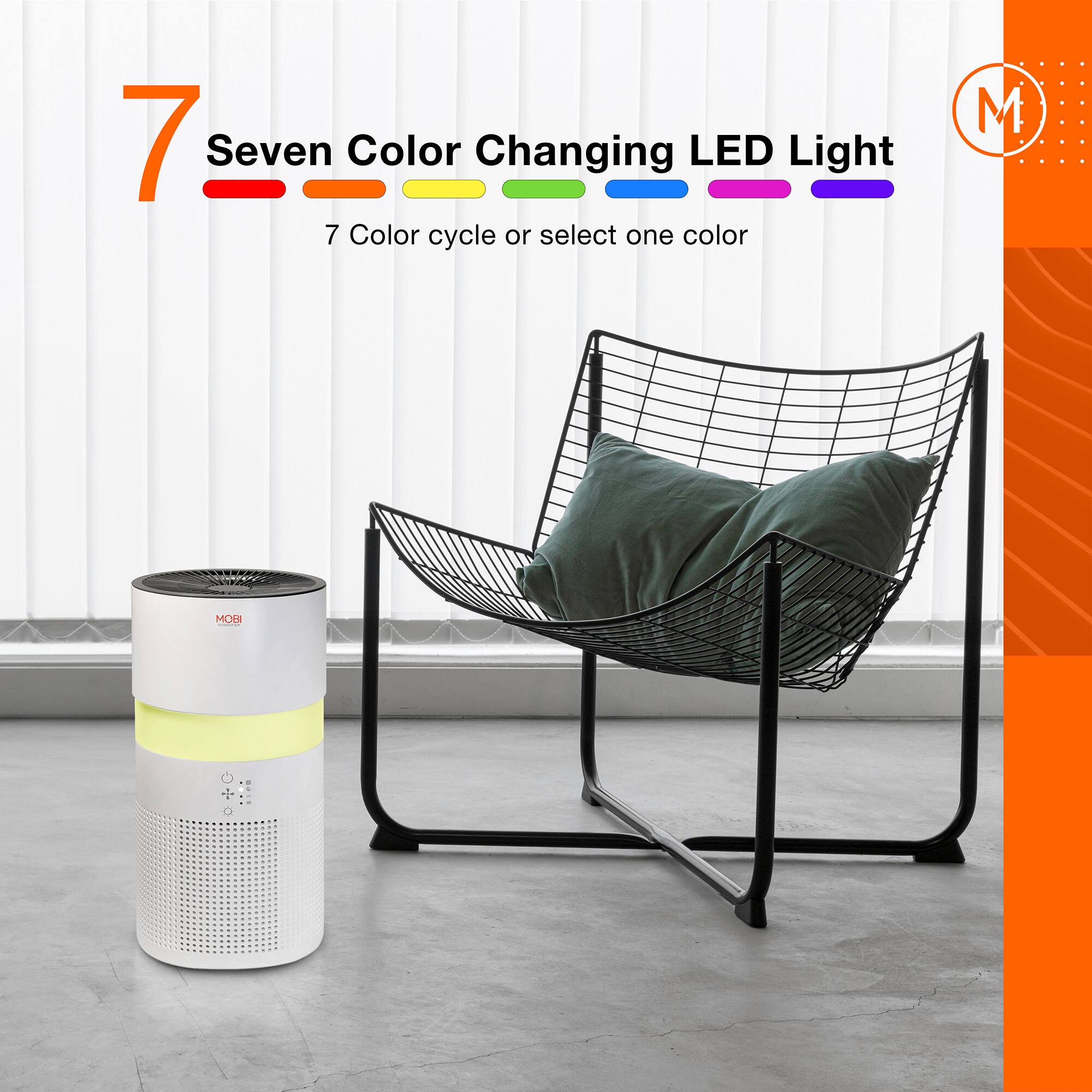 Seven Color Changing LED Light, 7 Color cycle or select one color, MOBI