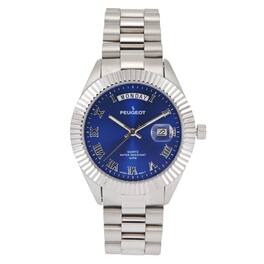 Peugeot - Men's 40mm Fluted Bezel Bracelet Watch - Blue