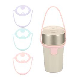 Unique Bargains - 3pcs Silicone Coffee Cup Carrier with Straw Ring Reusable Drink Holder for Travel & Takeout - Pink/Light Green/Light Purple