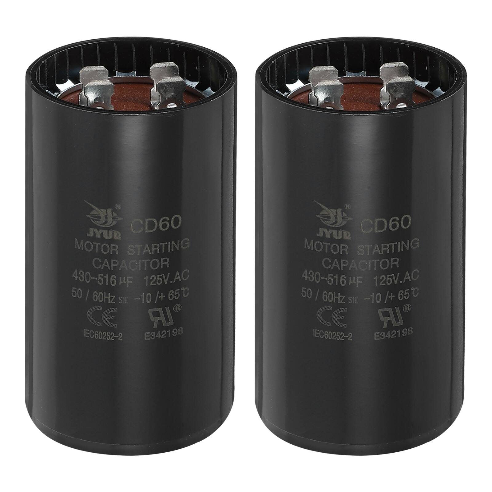 Unique Bargains - 2pcs CD60 Capacitor 430-516 Mfd, 125 VAC Run Motor Start for Electric Fan/Well Pump