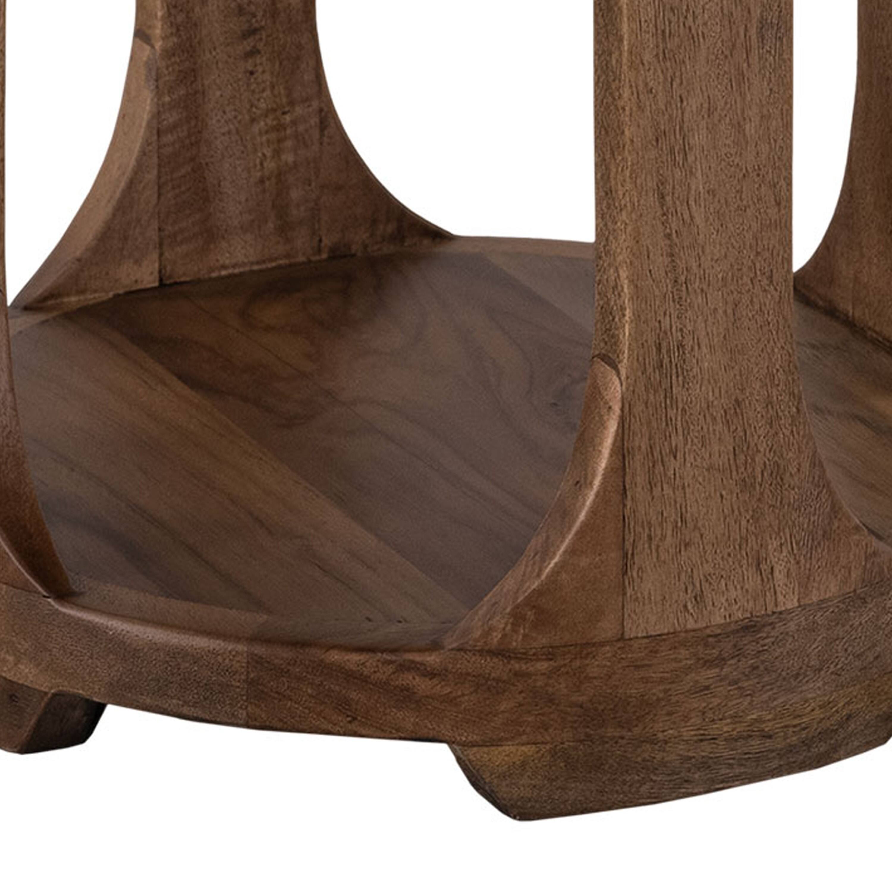 Manhattan Lane Eray Chairside Table, Shelf, Barrel Mango Wood, 18 Inch ...