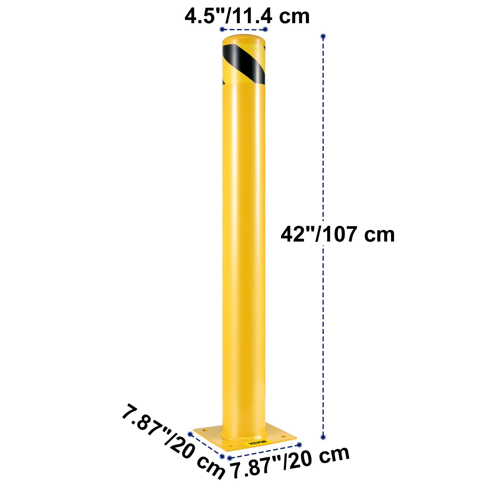 4.5" / 11.4 cm  
42" / 107 cm  
7.87" / 20 cm  
7.87" / 20 cm