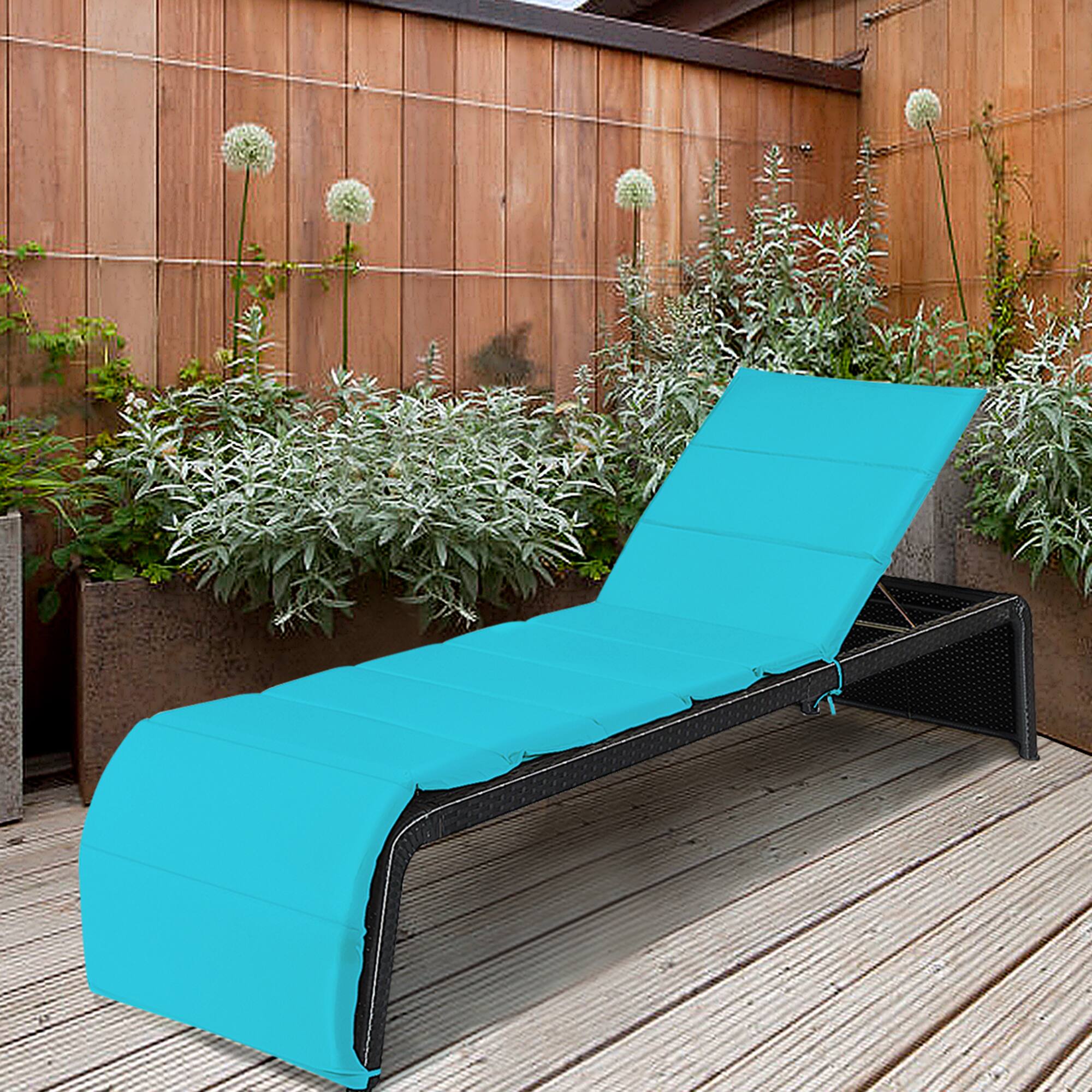 Gymax - Adjustable Rattan Patio Recliner Chaise Lounge Chair w/ Cushion - Turquoise price history on PriceWatchPro