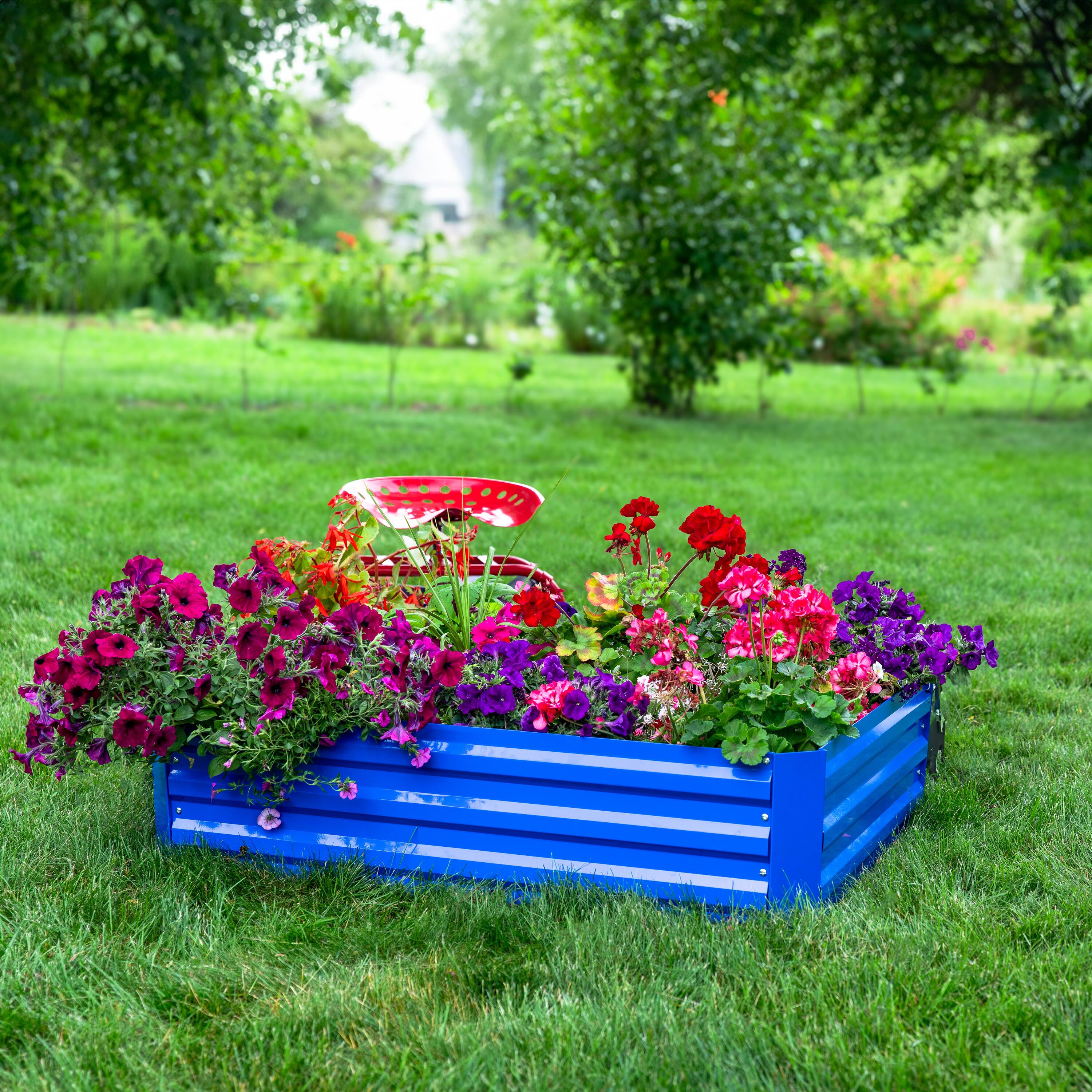 Alt View 9. Sunnydaze - Rectangle Galvanized Steel Raised Bed - 4 x 3 x 1 ft - Blue.
