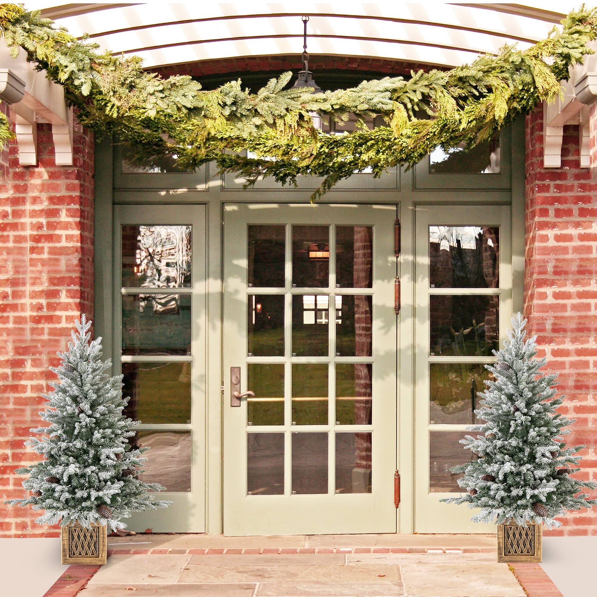 Alt View 1. Gymax - Gymax 2PCS 4 FT Artificial Xmas Tree Flocked Christmas Tree w/ 231 PE PVC Branch Tips - Green, White.