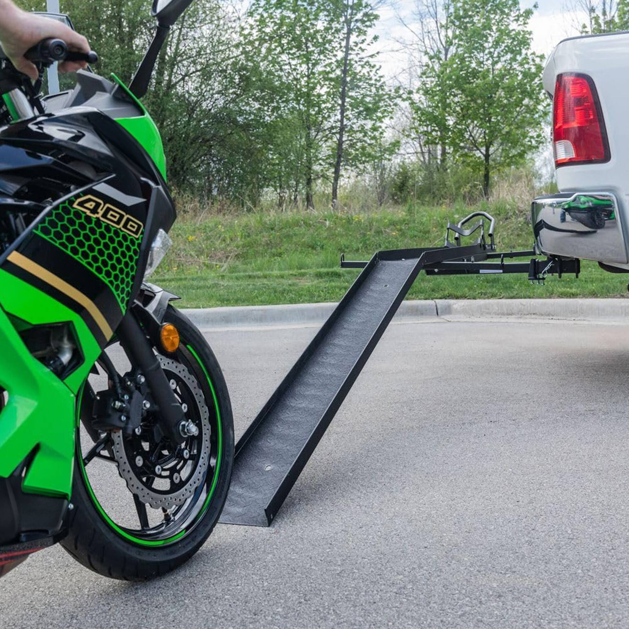 Alt View 5. Black Widow - Black Widow Motorcycle Bike Carrier with Ramp for 2" Hitch, 600 Pound Capacity - Black.