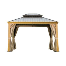 Mondawe - 10' X 14' Hardtop Gazebo with Grain Aluminum Frame - Wood