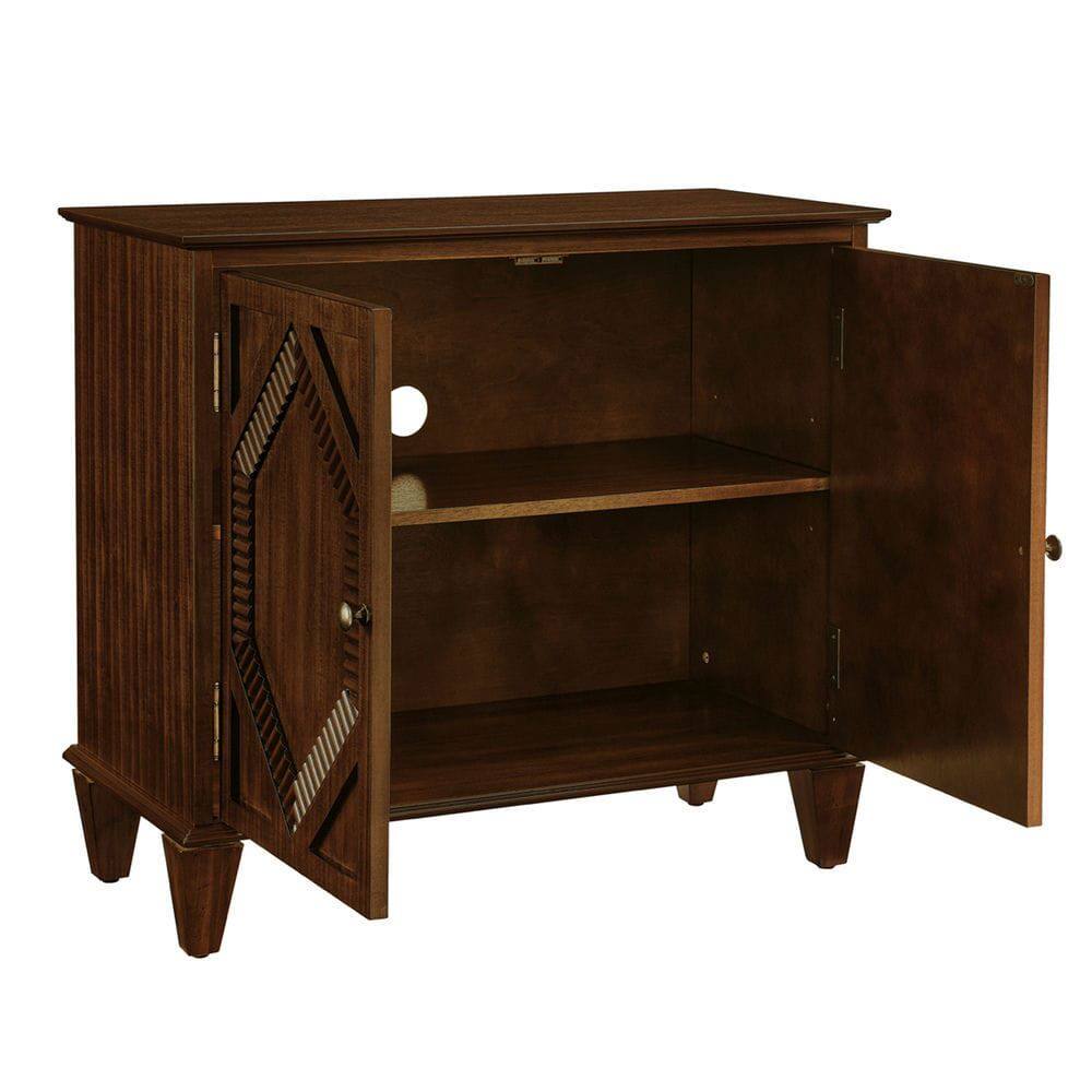 Alt View 1. Kadyn - 33.6" Retro Wooden Sideboard Buffet Cabinet with Storage, Symmetrical Geometric Accent Display Cabinets, Walnut - Brown.