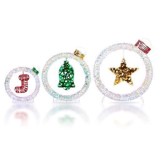 Winado - 3 PCS Christmas Lighted Iridescent Cut-out Light Bulb with Light Bulb for Christmas Holiday Decoration - Multicolor