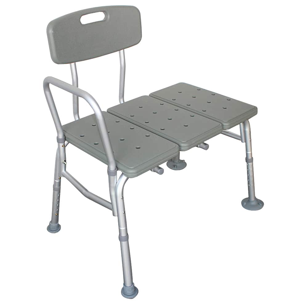 Winado - Shower Chair Bath Tub Shower Transfer Bench Stool with Backrest Seat, Adjustable Heights, Non-Slip Handle, Drain Holes - Gray